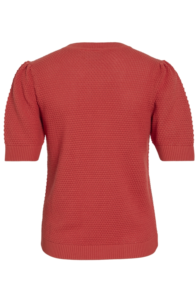 VIDALO O-NECK S/S KNIT TOP - NOOS 14084421 paprika